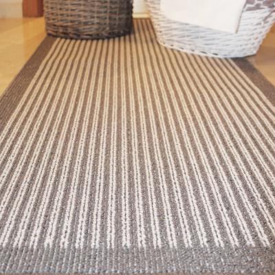 The Rug Seller Stripe Washable Anti Slip Utility Mat in Silver Grey67x150cm