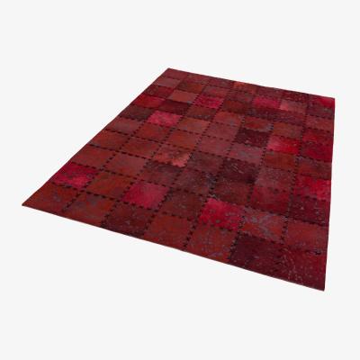 The Rug Seller Xylo Hand Sewn Cowhide Rugs in Red Cross Stitch