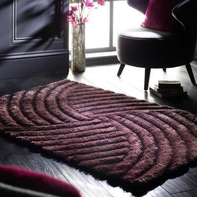 The Rug Seller Dallas Carved Shaggy Modern Rugs in Mauve&nbsp;60x120cm