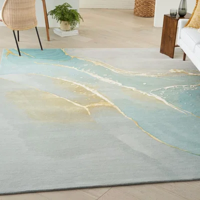 The Rug Seller Prismatic Abstract Rugs PRS27 by Nourison in Grey Seafoam168x226cm