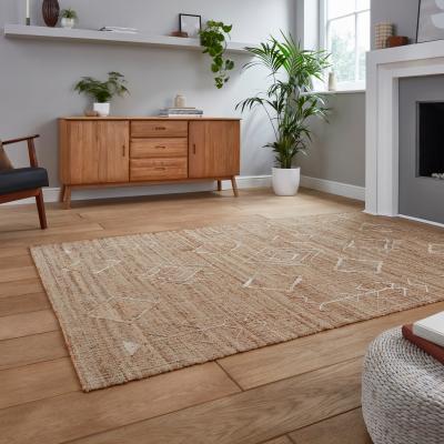 The Rug Seller Bazaar Jute Boho Tribal Rugs 24831 in Natural