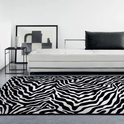 The Rug Seller Tiago 46312 AF900 Monochrome Abstract Rugs in Black White
