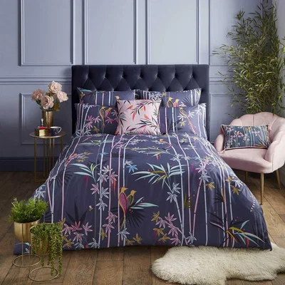 The Rug Seller Linear Bamboo Bedding and Pillowcase By Sara Miller in Blue137x200cm