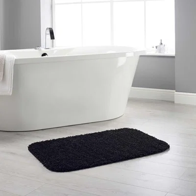 The Rug Seller Buddy Bath Washable Toilet Bathroom Mat Rugs in Black