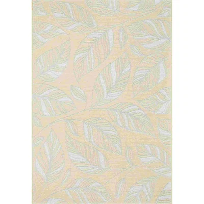 The Rug Seller Newquay Leaf Flatweave Outdoor Rugs 96014 2007 Gold