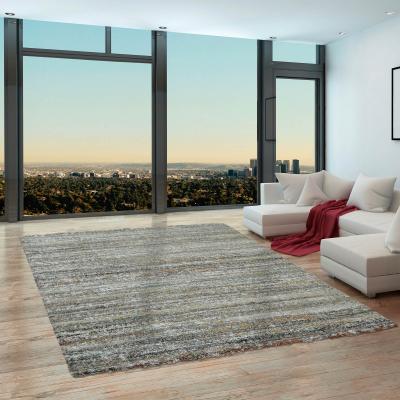 The Rug Seller Mehari Shaggy Striped Rugs 23094 6969 in Mustard Yellow&nbsp;200x200cm