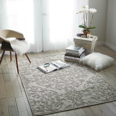 The Rug Seller Damask Rugs DAS01 in Ivory and Grey by Nourison