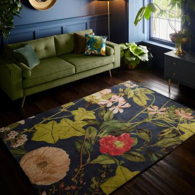 The Rug Seller Passiflora Tropical Floral Rug by Clarke & Clarke in Midnight Spice160x230cm