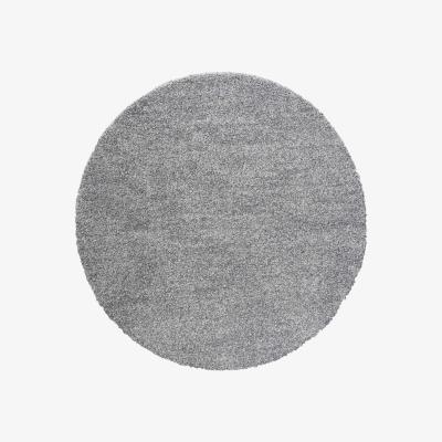 The Rug Seller Mehari 23500 4258 Mottled Speckled Shaggy Circle Rugs in Silver
