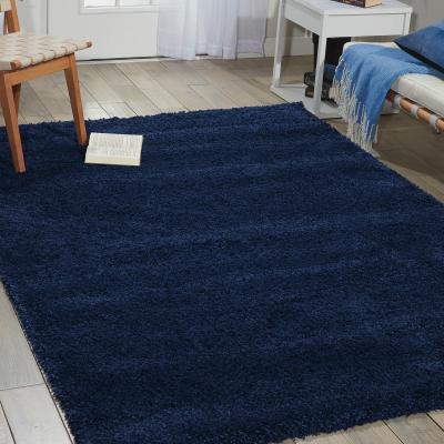 The Rug Seller Nourison Amore AMOR1 Shaggy Rugs in Ink Blue