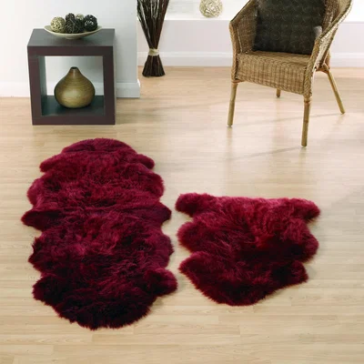 The Rug Seller Genuine Sheepskin Rugs in Berry