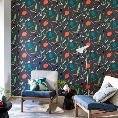 The Rug Seller Oxalis Wallpaper 111997 by Scion in Pimento Marine&nbsp;Roll