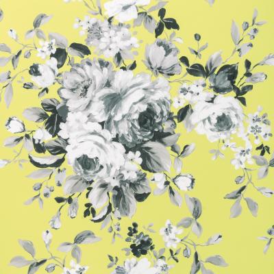 The Rug Seller Emeline Wallpaper W0081 01 by Clarke and Clarke in Citron Yellow&nbsp;Roll