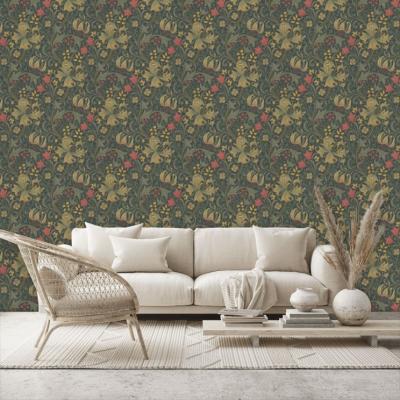 The Rug Seller Golden Lily Wallpaper 210403 by Morris & Co in Charcoal Olive&nbsp;Roll