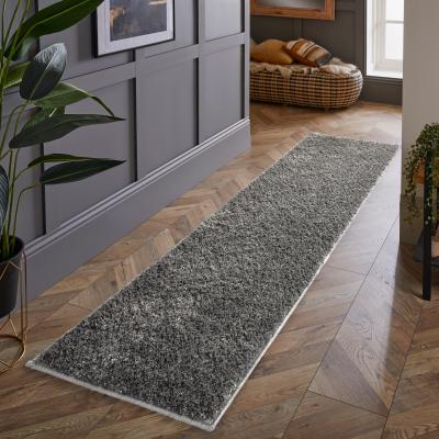 The Rug Seller Larissa Washable Plain Shaggy Runner Rug in Ghost Grey&nbsp;67x200cm
