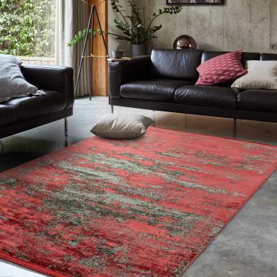 The Rug Seller Athera Distressed Abstract Rugs in AT06 Ruby Red