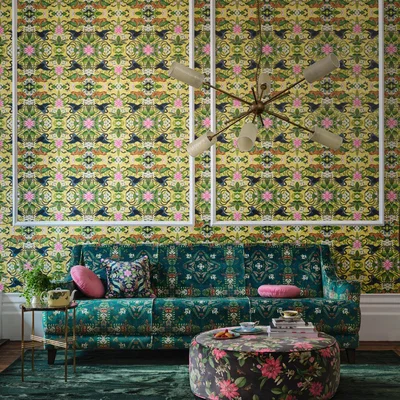 The Rug Seller Wonderlust Tea Story Wallpaper W0136 01 by Wedgwood in Citron&nbsp;Roll