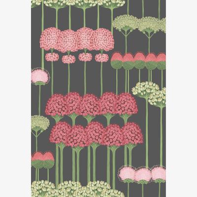 The Rug Seller Allium Wallpaper 12037 by Cole & Son in Coral & Leaf Green on Charcoal&nbsp;Roll