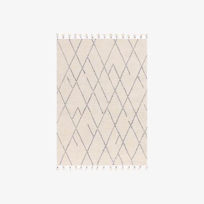 The Rug Seller Nepal Boho Linear Berber Wool Rugs in Cream Blue200x290cm