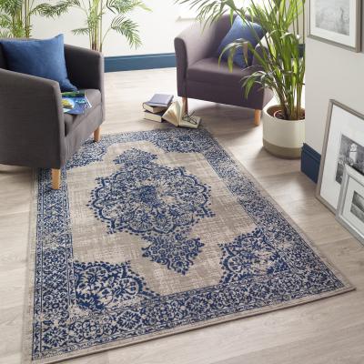 The Rug Seller Saville Traditional Medallion Indoor Outdoor Rugs in Grey Blue&nbsp;200x290cm