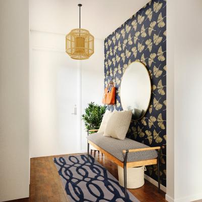 The Rug Seller Matrix MAX36 Wire Geometric Wool Runner Rugs in Blue&nbsp;70x240cm