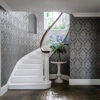 The Rug Seller Riverside Damask Wallpaper 216291 by Sanderson in Steel Silver Grey&nbsp;Roll