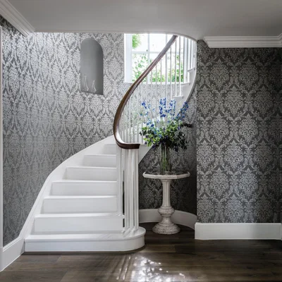 The Rug Seller Riverside Damask Wallpaper 216291 by Sanderson in Steel Silver Grey&nbsp;Roll