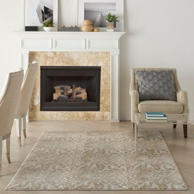 The Rug Seller Solace Designer Print Rugs SLA06 in Ivory Beige by Nourison160x221cm