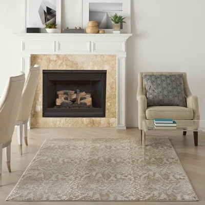 The Rug Seller Solace Designer Print Rugs SLA06 in Ivory Beige by Nourison160x221cm