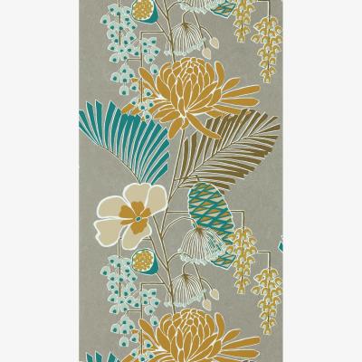 The Rug Seller Salon Wallpaper 112151 by Harlequin in Platinum Peacock Seafoam&nbsp;Roll
