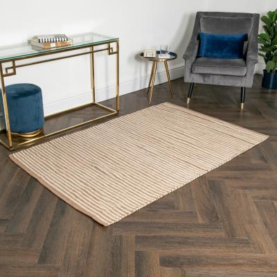 The Rug Seller Carbis Coastal White Stripe Jute Rugs in Natural120x180cm