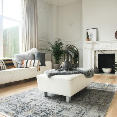 The Rug Seller Luxury Toros Grace Distressed Rugs In Grey