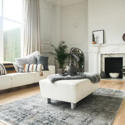 The Rug Seller Luxury Toros Grace Distressed Rugs In Grey