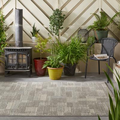 The Rug Seller Monaco Block Indoor Outdoor Modern Rugs in Grey Beige120x170cm