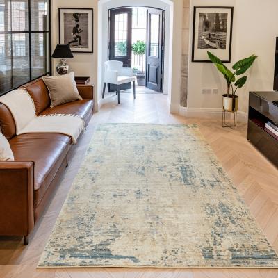 The Rug Seller Essence Distressed Abstract ESSC04 Rugs in Gold Teal