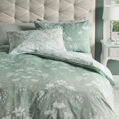 The Rug Seller Parterre Cotton Bedding Set by Laura Ashley in Sage Green50x75cm