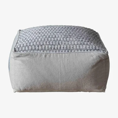 The Rug Seller Rennes Pouffe Footstool in Grey by Luxe Tapi80x35cm