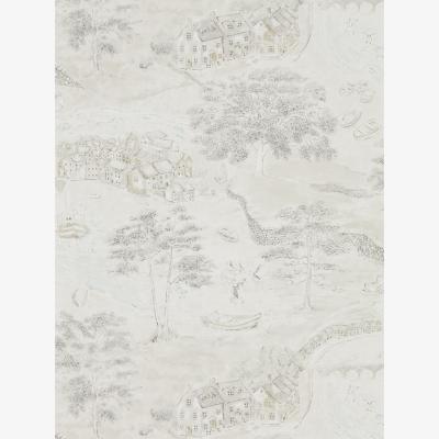 The Rug Seller Sea Houses Wallpaper 216491 by Sanderson in Chalk Silver Grey&nbsp;Roll
