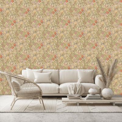 The Rug Seller Golden Lily Wallpaper 210399 by Morris & Co in Olive Russet&nbsp;Roll