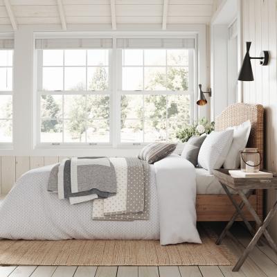 The Rug Seller Long Island Dashed Weave Bedding by Helena Springfield in White & Grey&nbsp;140x200cm