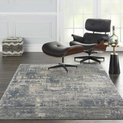 The Rug Seller Quarry QUA04 Abstract Distressed Rugs in Grey Beige by Nourison