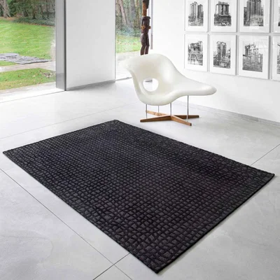 The Rug Seller Louis De Poortere Structures Trammel Rug 9247 in Oppian Black&nbsp;140x200cm
