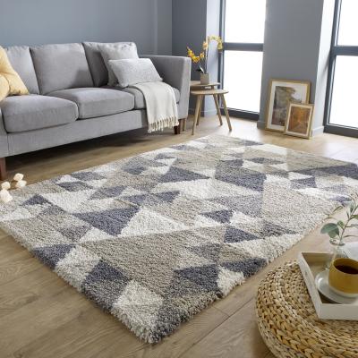 The Rug Seller Dakari Nuru Modern Shaggy Geometric Rugs in Natural