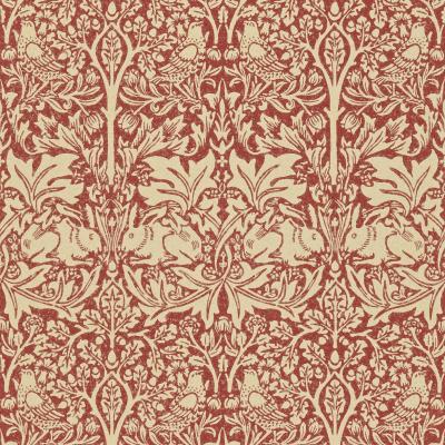 The Rug Seller Brer Rabbit Wallpaper 106 by Morris & Co in Church Red Biscuit&nbsp;Roll