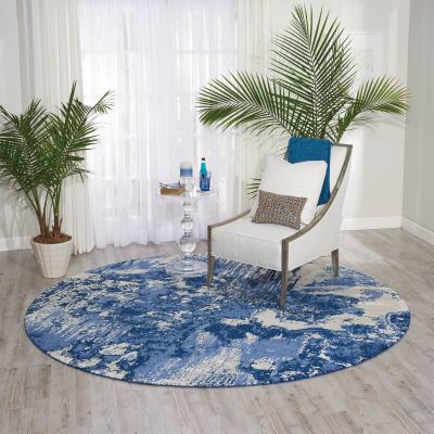The Rug Seller Nourison Twilight Circular Rugs TWI24 by Nourison in Ivory and Blue