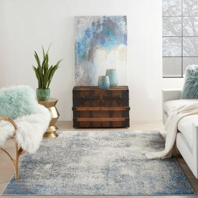 The Rug Seller KI50 Grand Expressions GNE03 Rugs by Kathy Ireland in Ivory Grey Blue