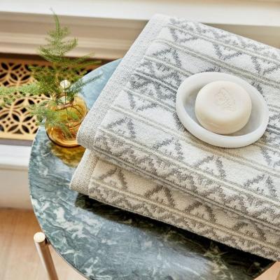 The Rug Seller Navah Geometric Cotton Towel in Sage Green&nbsp;90x150cm