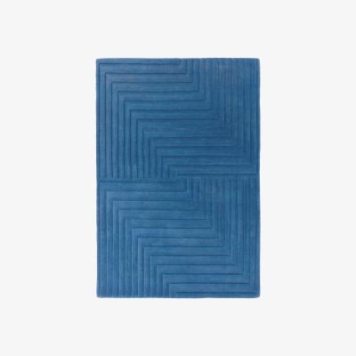 The Rug Seller Form Modern Plain Ridged Wool Rugs in Blue&nbsp;160x230cm