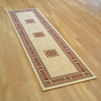 The Rug Seller Da Vinci Traditional Bordered 57801 6414 Runner Rugs in Cream Red&nbsp;67x330cm