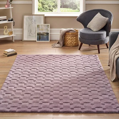 The Rug Seller Origins Basketweave Wool Rug In Lilac&nbsp;120x170cm